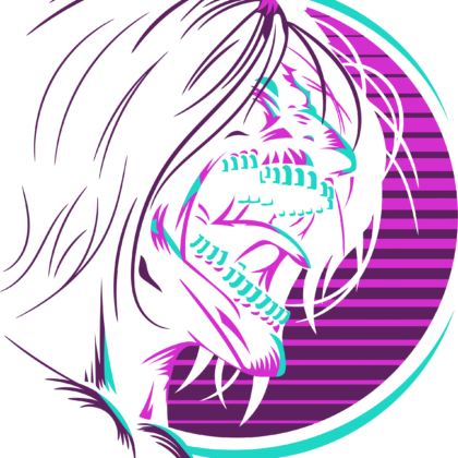 Design DTF — Eren Yeager Néon Synthwave