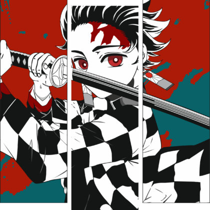 Design Tanjiro Kamado Damier Rouge