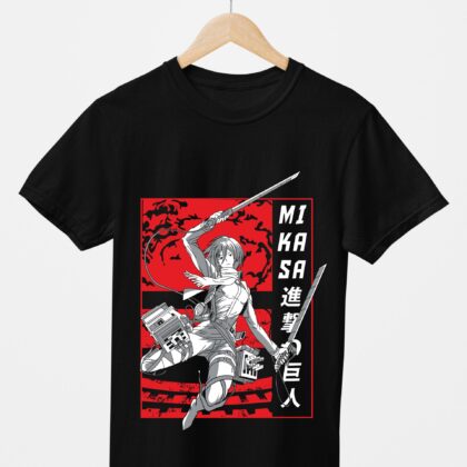 T-shirt floqué Attaque des Titans — Mikasa Ackerman Édition Bataillon
