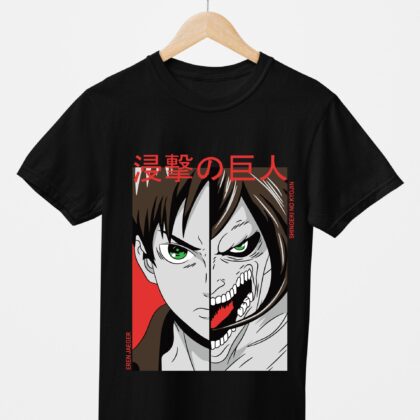 T-shirt floqué Attaque des Titans — Eren Yeager Transformation