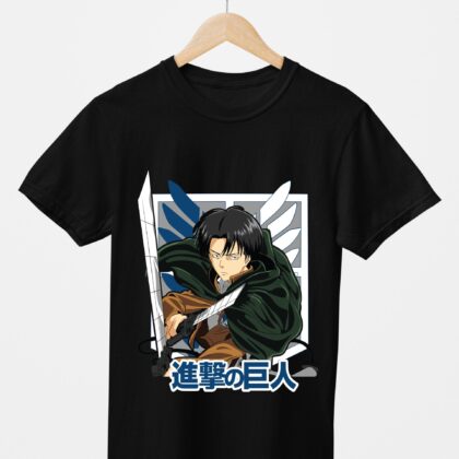 T-shirt floqué Attaque des Titans — Levi Ackerman Caporal