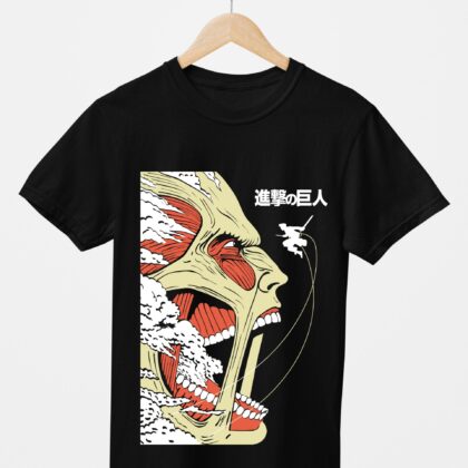 T-shirt floqué Attaque des Titans — Titan Colossal Squelette