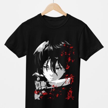 T-shirt floqué Attaque des Titans — Mikasa Ackerman Vengeance