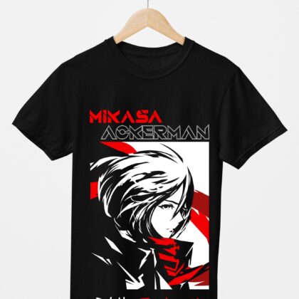 T-shirt floqué Attaque des Titans — Mikasa Ackerman Édition Officielle