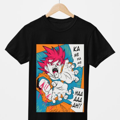 T-shirt floqué Dragon Ball — Goku Super Saiyan God Kamehameha