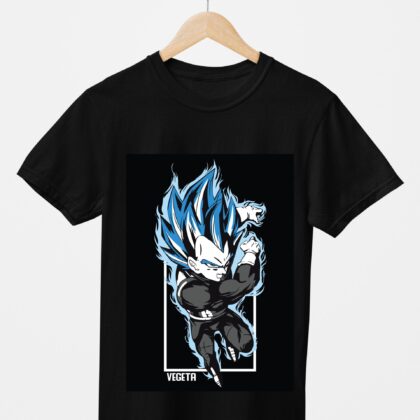T-shirt floqué Dragon Ball — Vegeta Super Saiyan Blue Debout