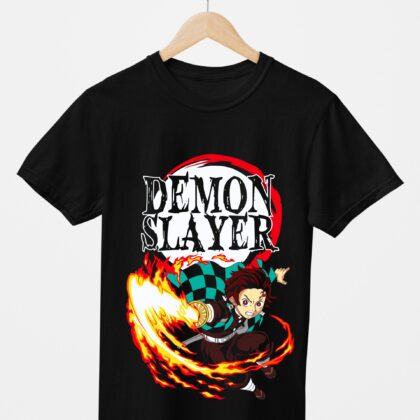 T-shirt floqué Demon Slayer — Tanjiro Kamado Hashira Flammes