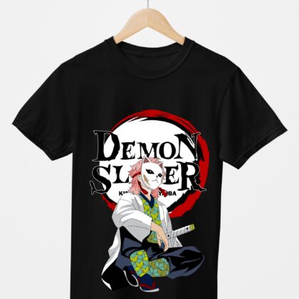 T-shirt floqué Demon Slayer — Nezuko Kamado Soleil (noir)