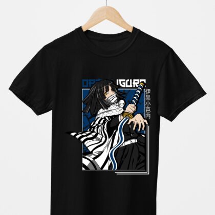 T-shirt floqué Demon Slayer — Giyu Tomioka Pilier de l'Eau (noir)