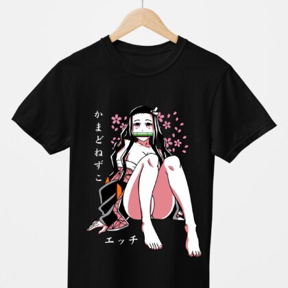 T-shirt floqué Demon Slayer — Nezuko Kamado Bambou (noir)
