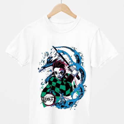 T-shirt floqué Demon Slayer — Tanjiro Kamado Écusson Foudre