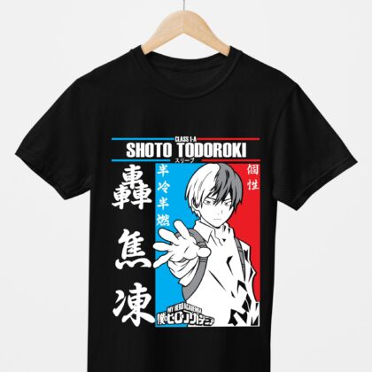 T-shirt floqué My Hero Academia — Shoto Todoroki Glace et Feu